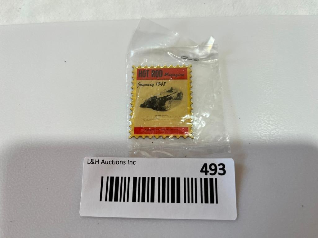 Hot Rod Magazine metal stamp: Hot Rod Magazine metal stamp, January 1948 