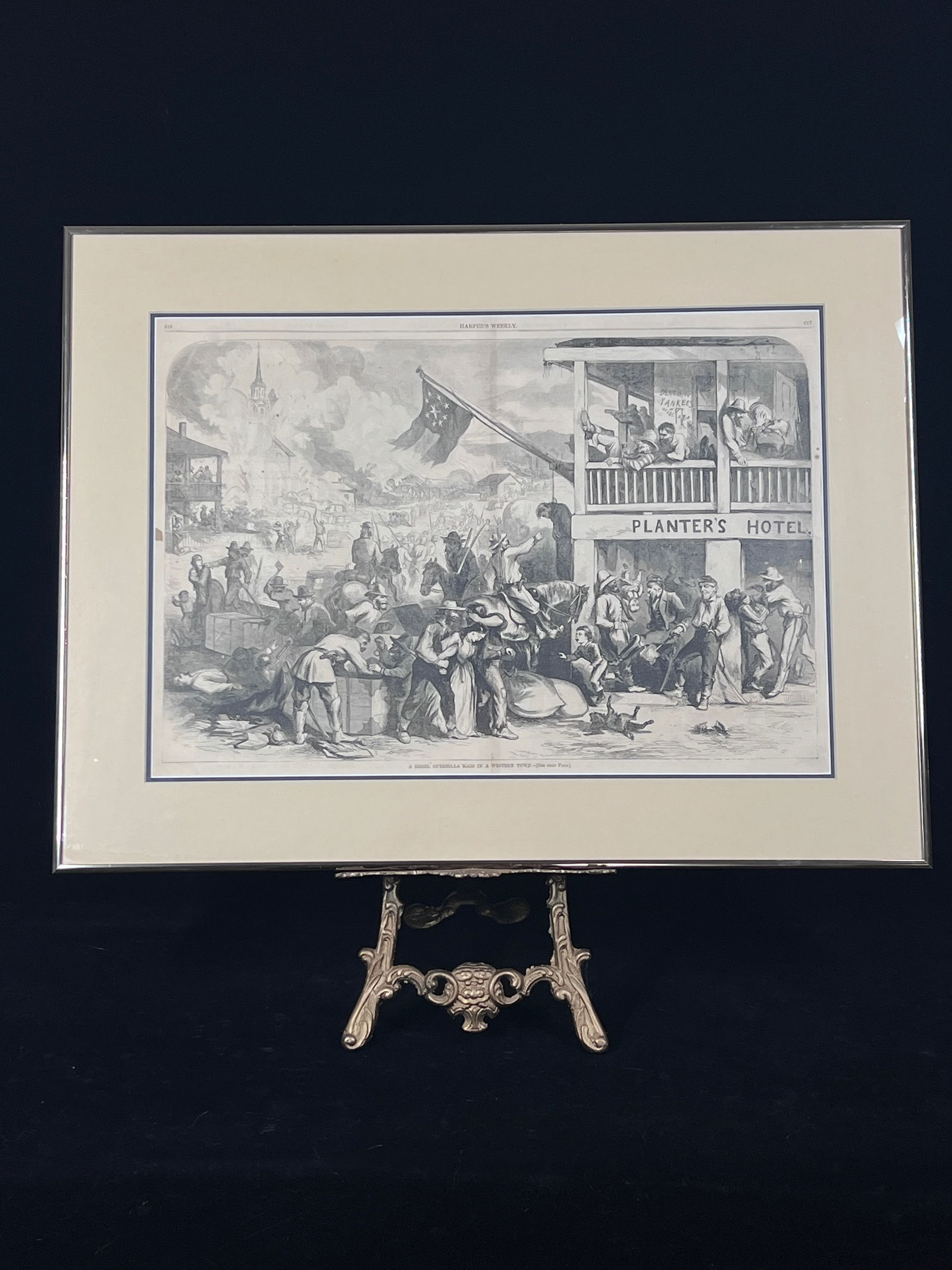 A Civil War Period Print of Rebel Guerrilla Raid in a Western Town (1 of 13)