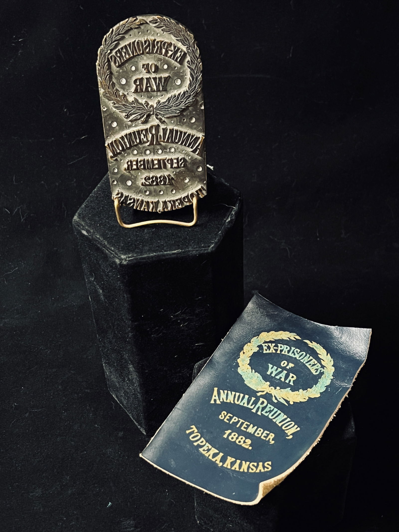 1882 Printing Block, Leather Sample Topeka KS Reunion Ex Prisoners of War (1 of 6)