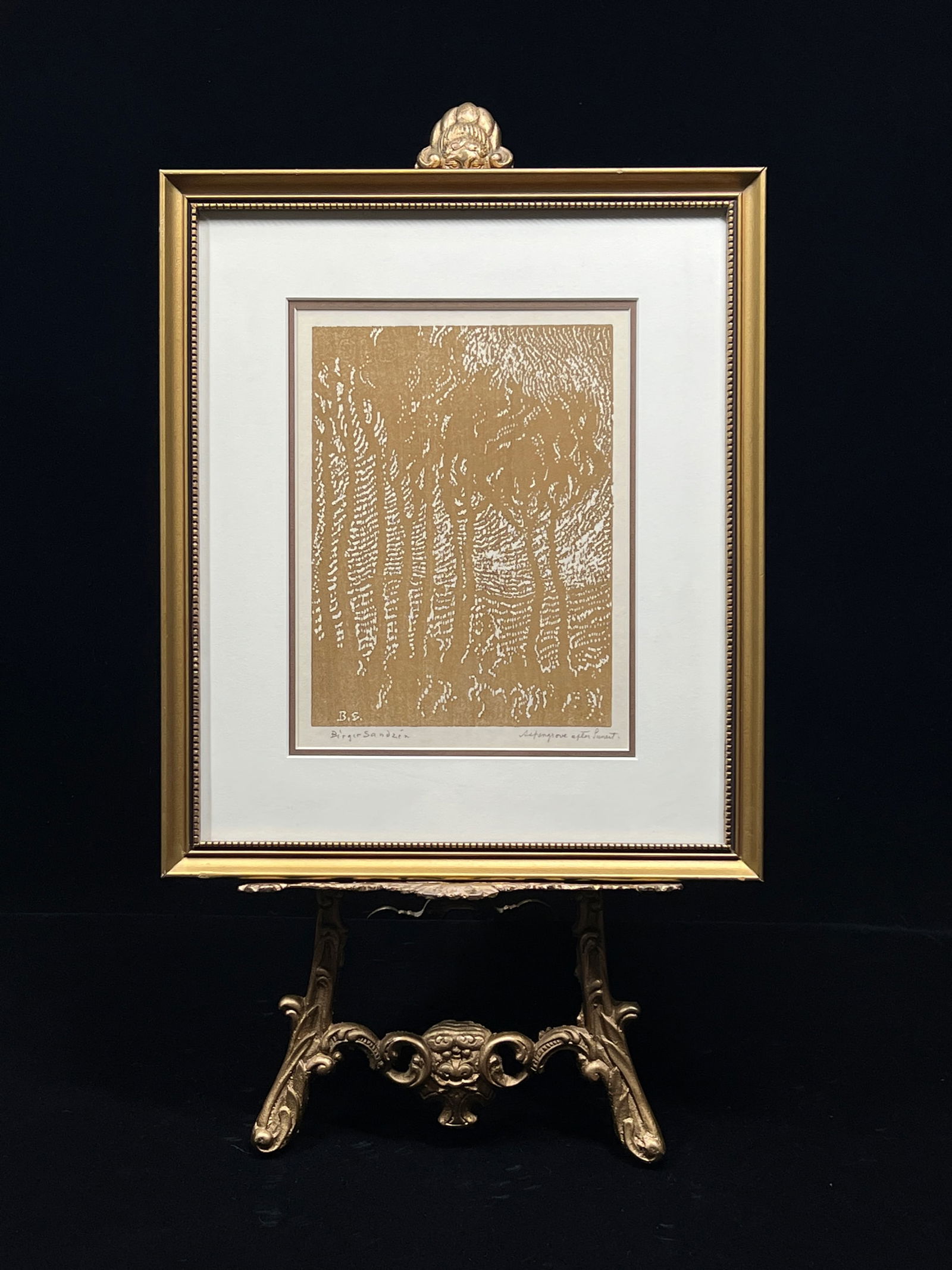 Rare Early 1919 Sandzen Nail Block Aspen Grove After Sunset (1 of 8)