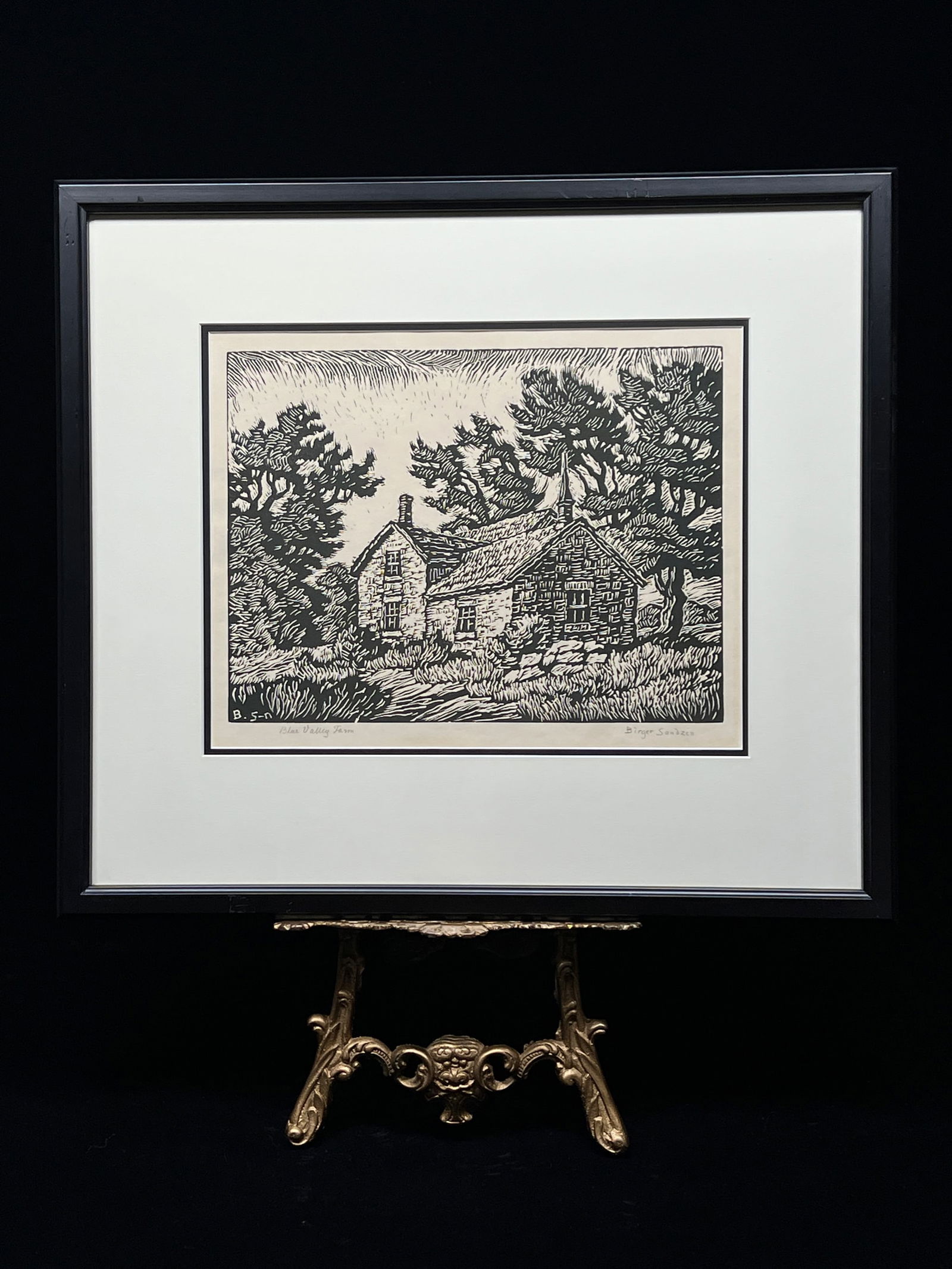 1929 Birger Sandzen Fine Art Linocut BLUE VALLEY FARM (1 of 6)