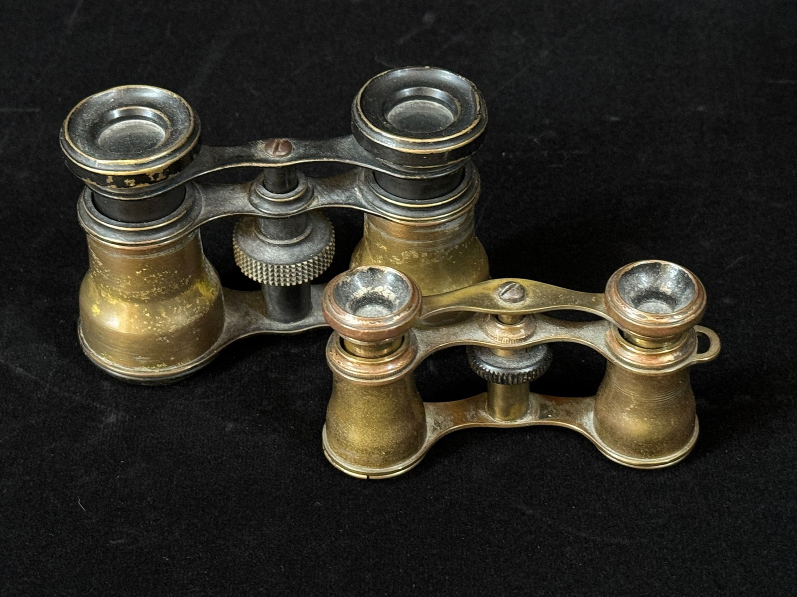 2 Pair of Antique French-Style adjustable opera glasses with folding frames (1 of 2)