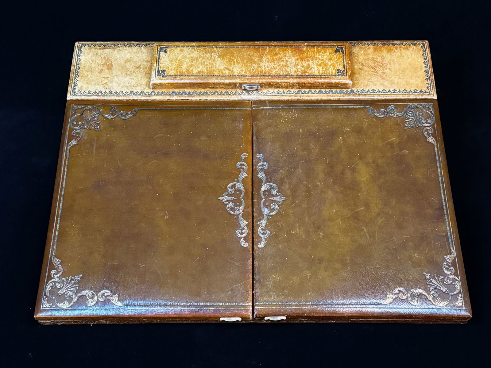 Antique Italian Gilt Leather Desk Pad (1 of 6)