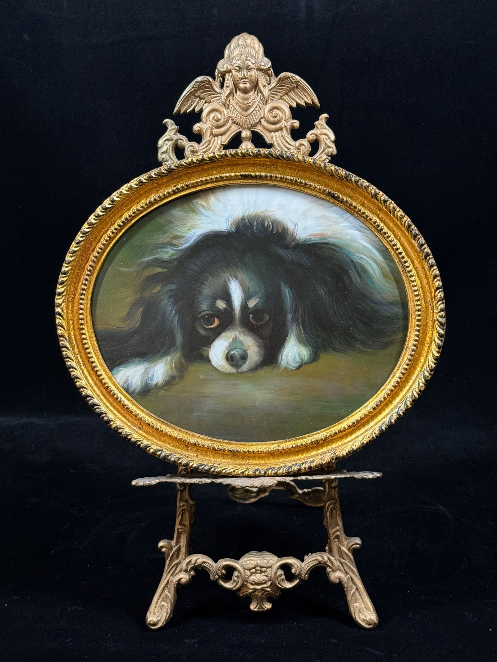 Charming hand painted oil/wood Painting of a King Charles Spaniel (1 of 7)