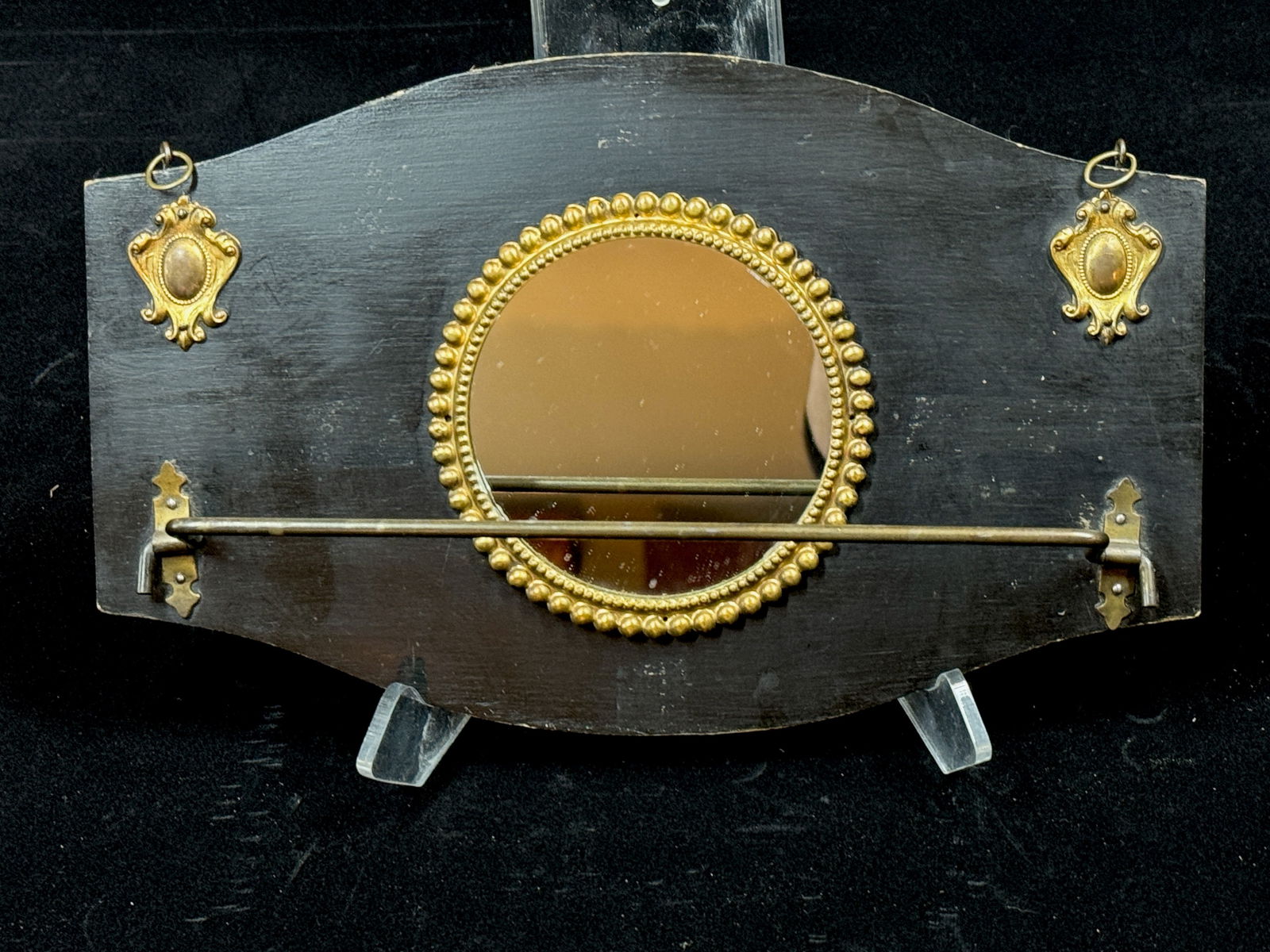 Small Victorian Medallion mirror with a wire tea towel bar (1 of 5)