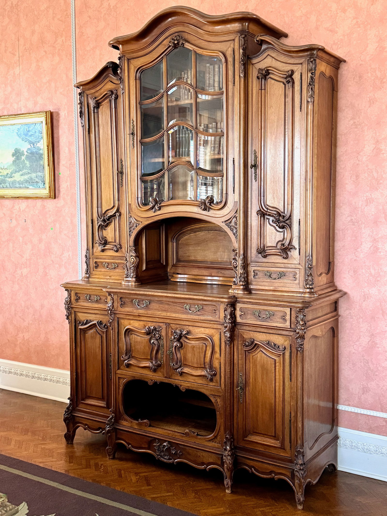 MONUMENTAL Antique French Standing Breakfront Buffet China Cabinet Late 19th C (1 of 13)