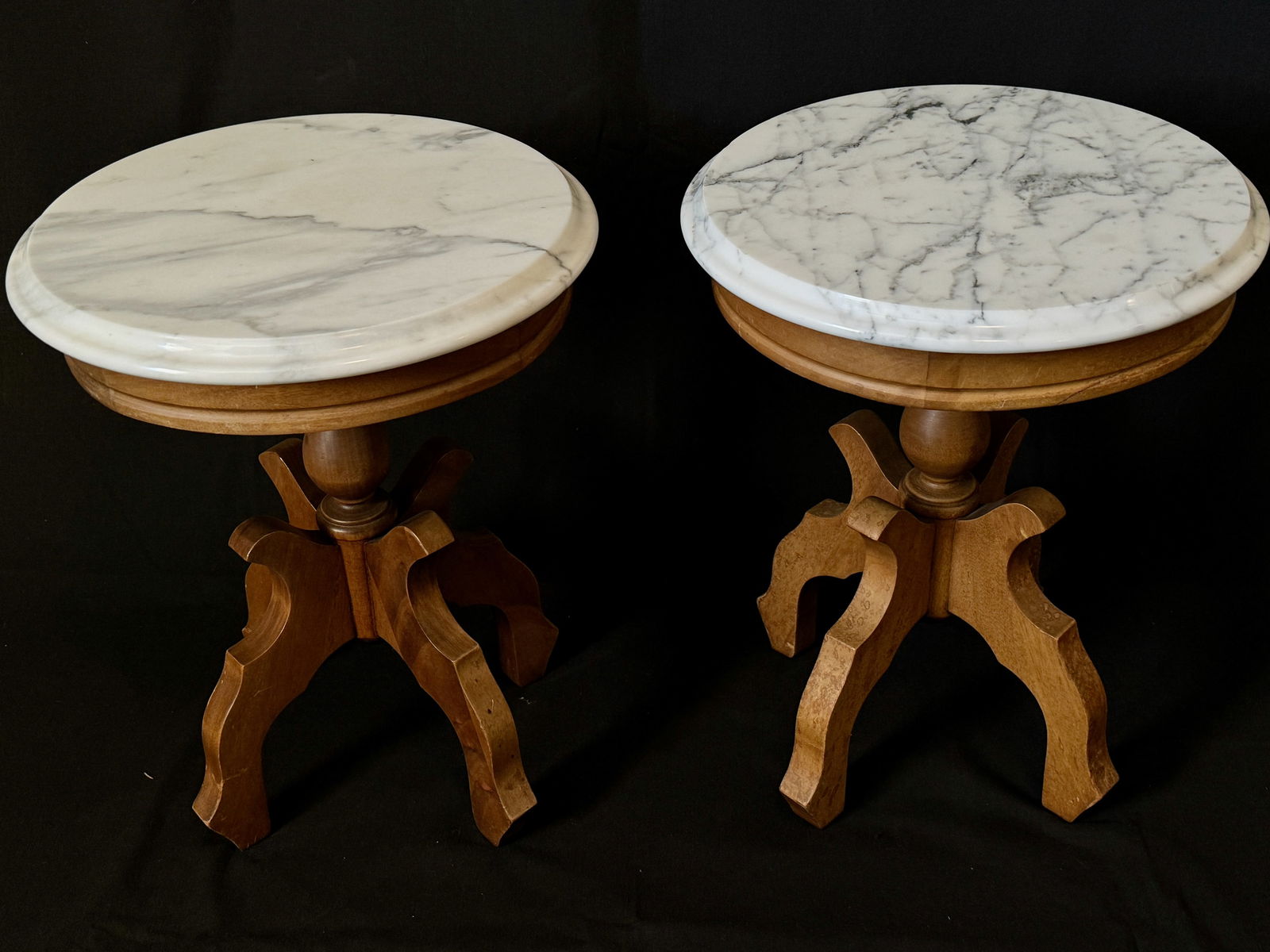 Italian Small Marble Top Tables in Mahogany and Hardwood Eastlake Syle (1 of 7)