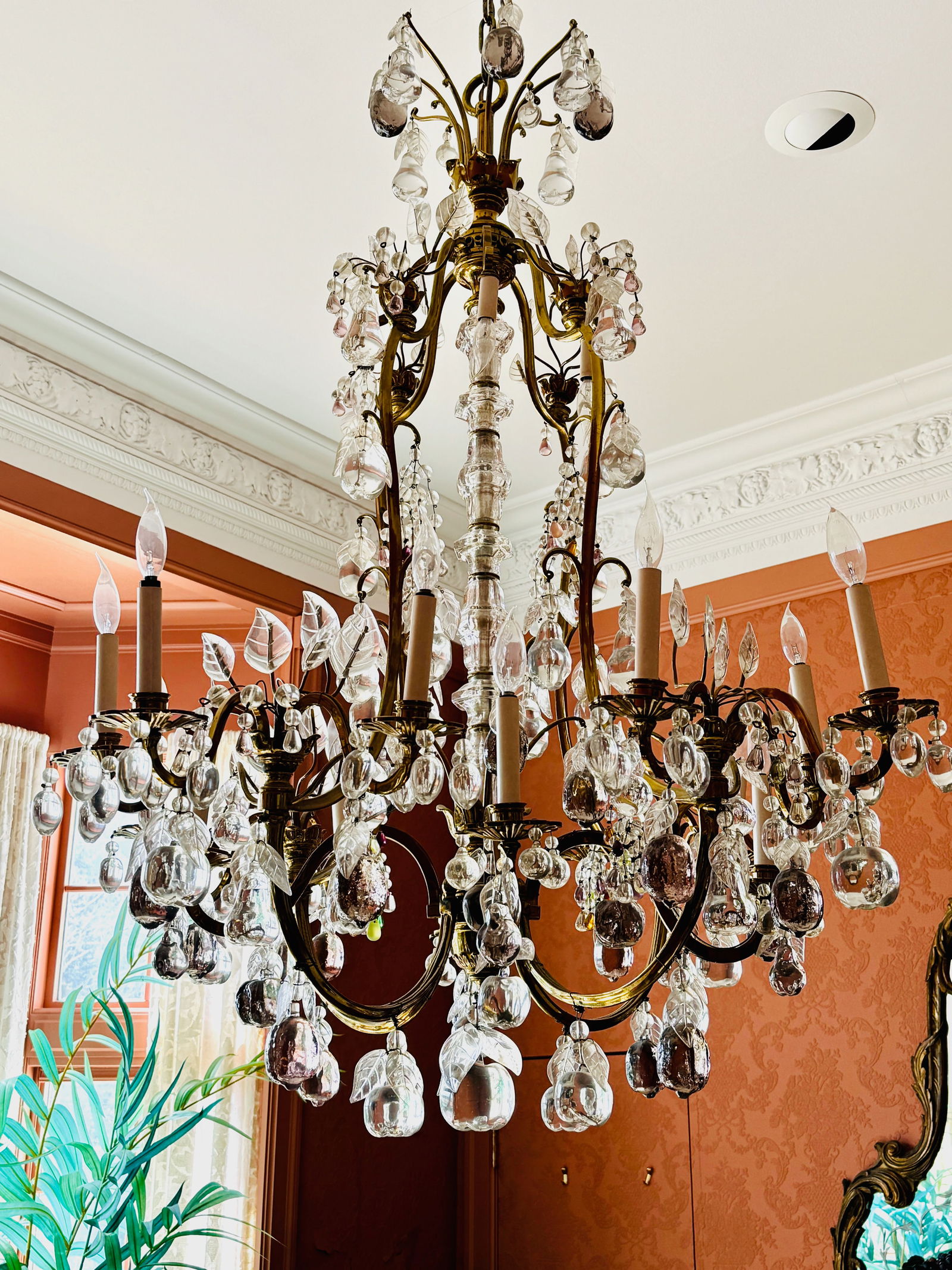 Lovely French Baccarat Rococo Style Chandelier with Large Hanging Crystal Fruit (1 of 12)