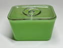 Vintage Green Jadeite Glass Refrigerator Jar with Lid 6?? W