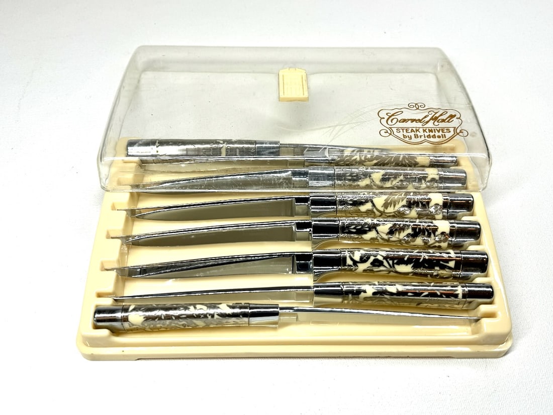 Set of 8 Vintage Carvel Hall Steak Knives Silver Overlay Cutlery by Briddell (1 of 5)