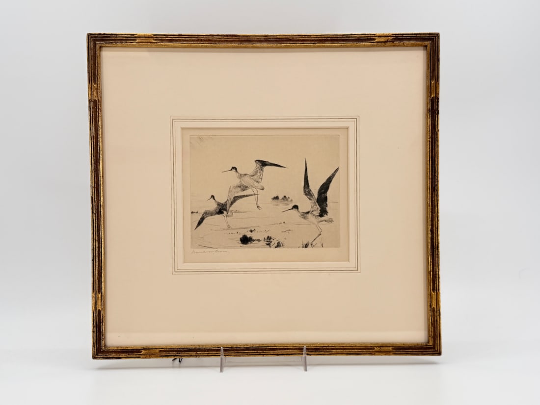 “Three Yellow Legs?? Original Signed etching by American Frank W. Benson (1 of 5)