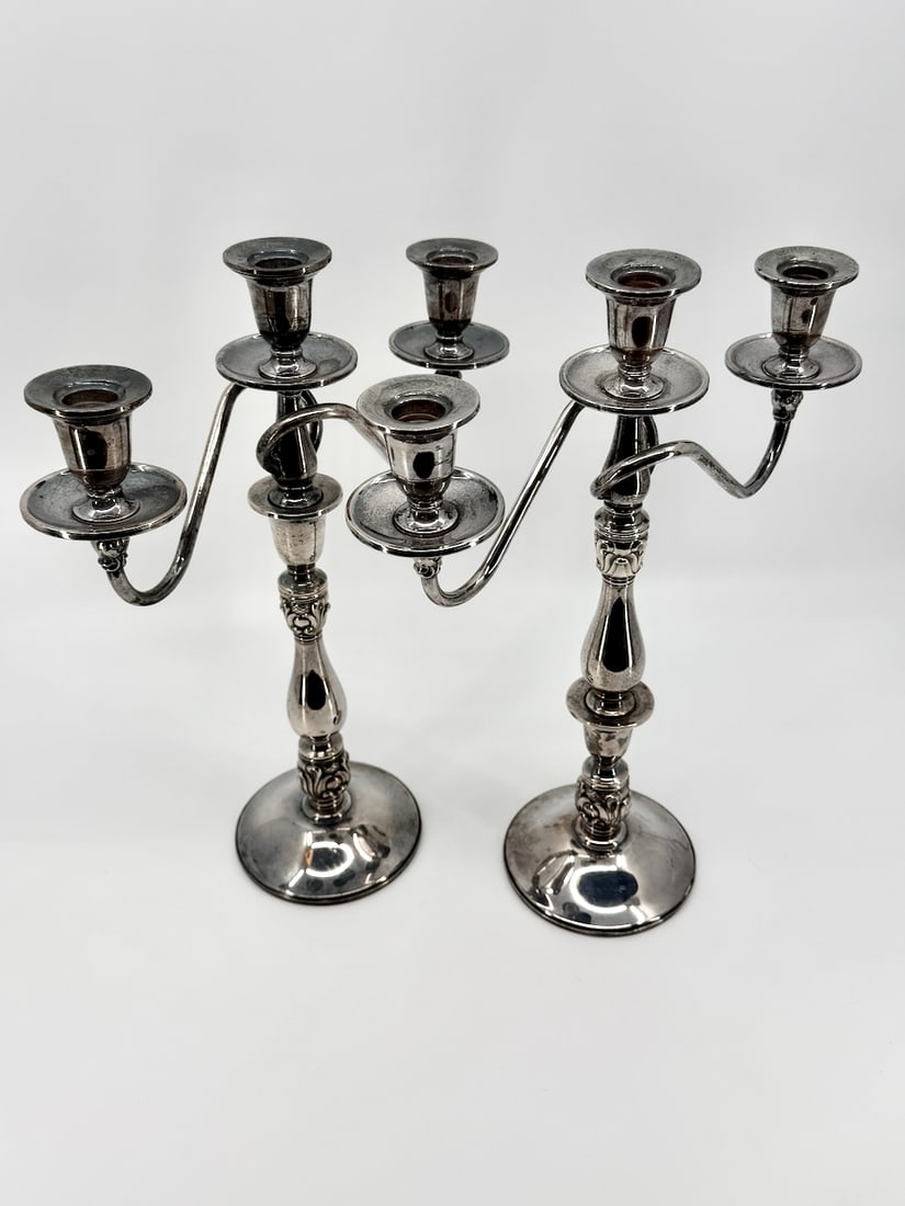 Pair of Elegant Sterling Royal Danish International Branch Candlesticks (1 of 8)