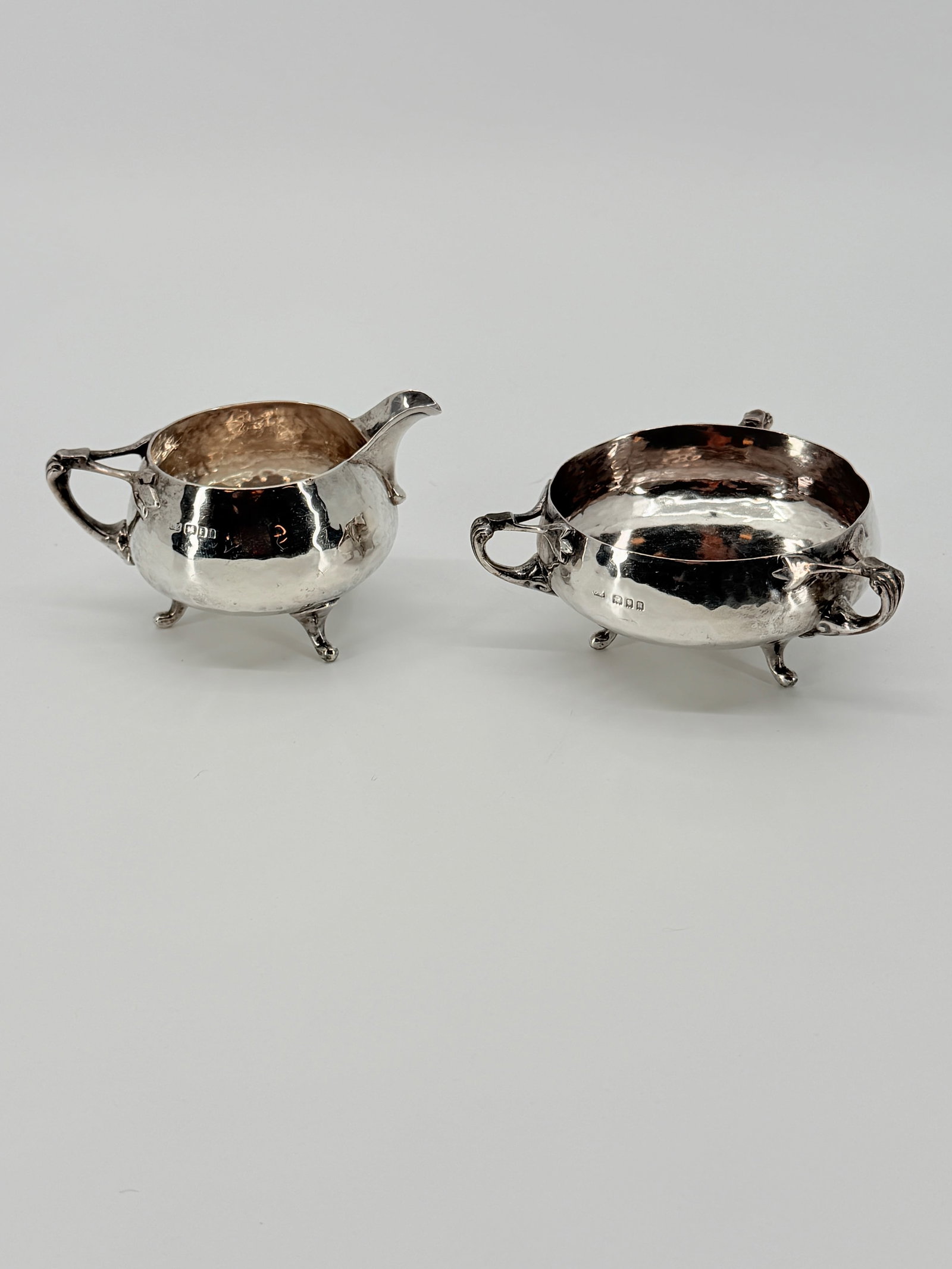 Payne Oxford Sterling Arts and Crafts Sugar and Creamer with Hammered Texture (1 of 6)