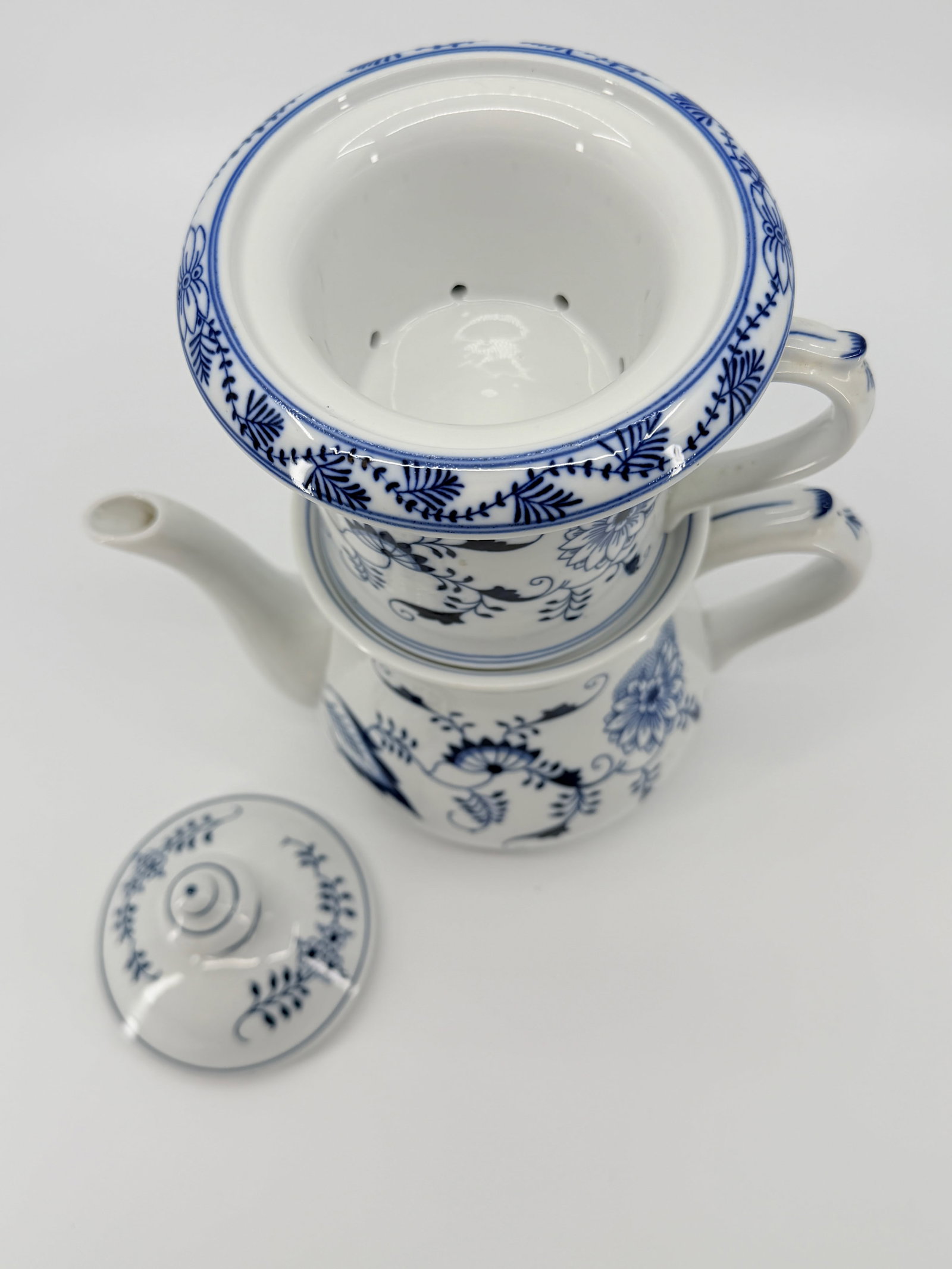 Antique Thun Czech Blue Onion Stackable Teapot With Tea Diffuser - 5