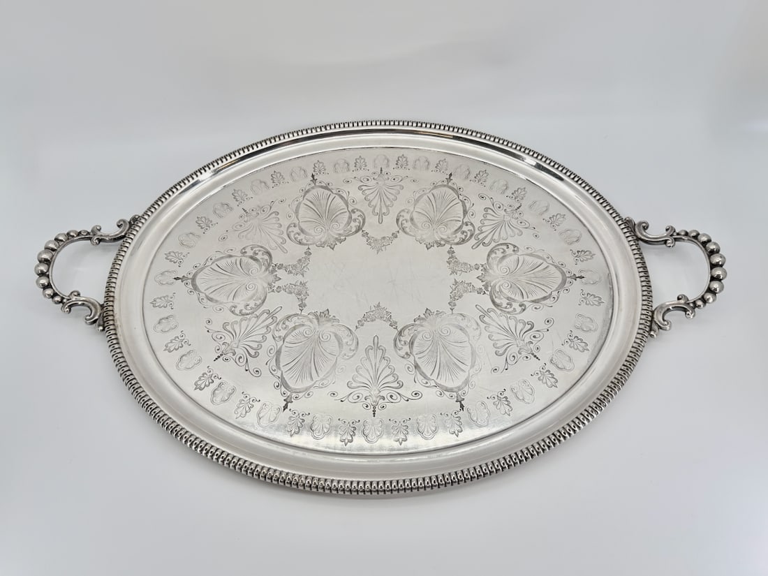 Ornate Antique Oval Shaped Serving Table Display Platter Tray (1 of 5)