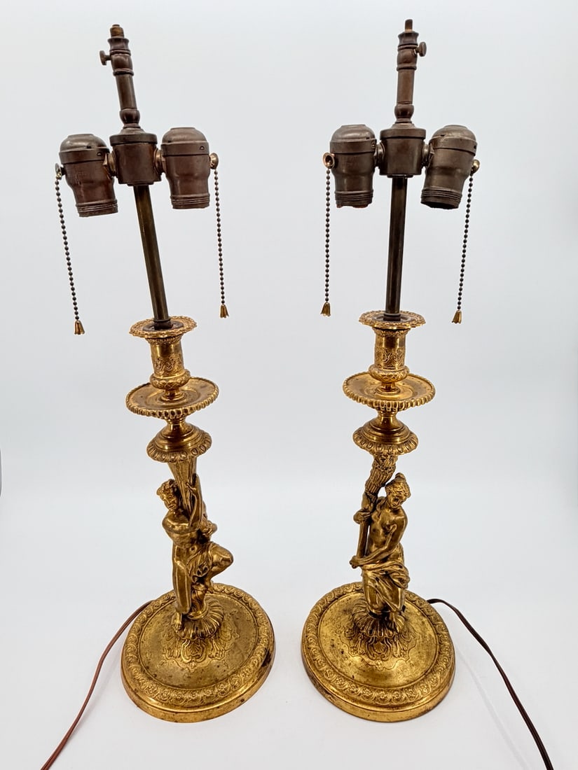 Eugene Bazart Antique Gilt Bronze Figural Venus and Mars Lamps (1 of 9)