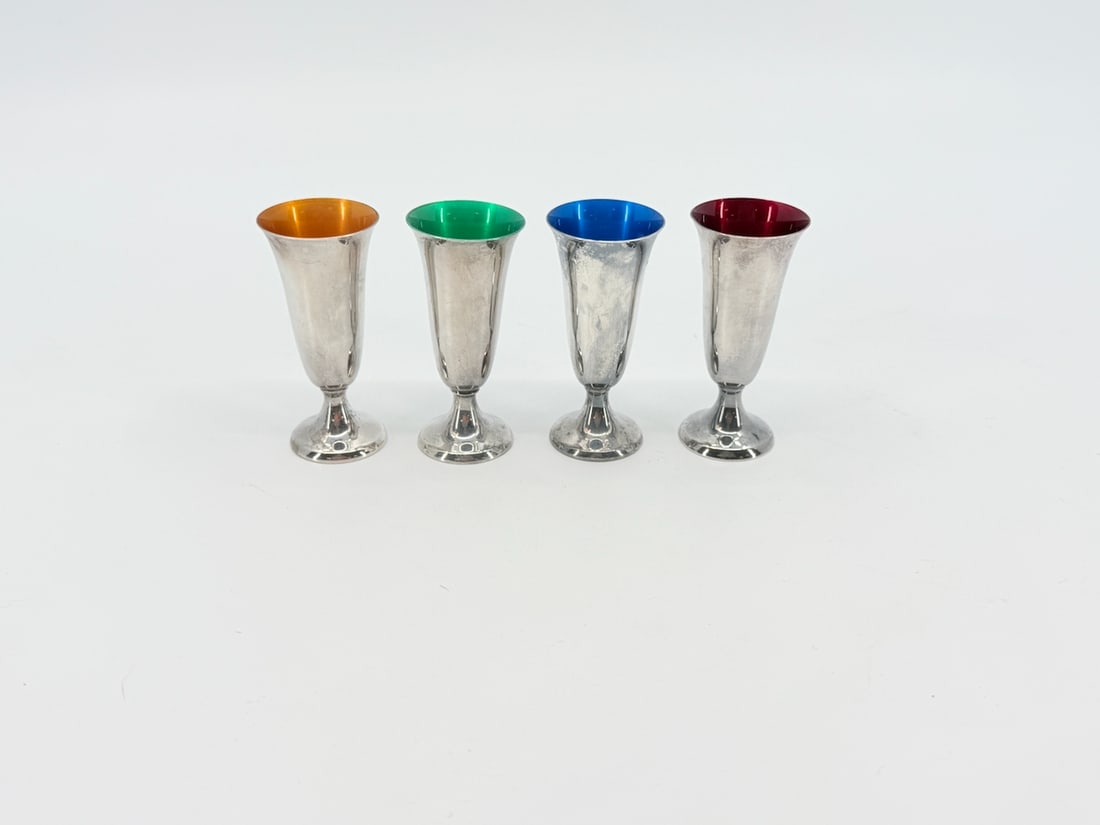 4 Sterling and Colorful Enamel Aperitifs Cups (1 of 5)