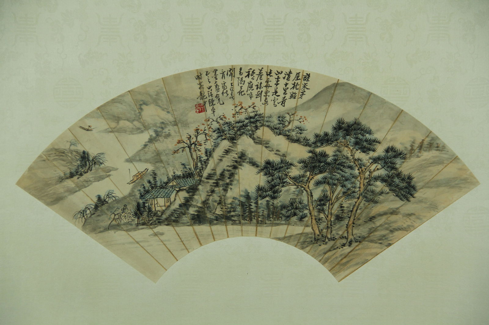 Landscape painting fan: Provenance:Mr. Jacob, Maryland. Inherited from his father.Painted by Chen Banding.19x51cm