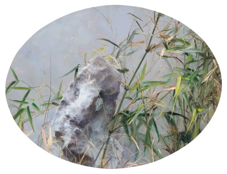 Fragrance of the Rain 2014: Leng Jun. Oil on canvas. 61 x 80.5cm. Condition:Good condition with some wear,minor signs of weathering and erosion. Provenance : Mrs. Blair, Newport Beach, California. Collected by her late husband.