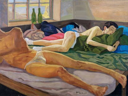 AFTERNOON 1995: Liu Xiaodong. Oil on canvas. 93.5 x 123 cm. Condition:Good condition with signs of aged wear. Provenance : Private collection, Madrid, Spain.