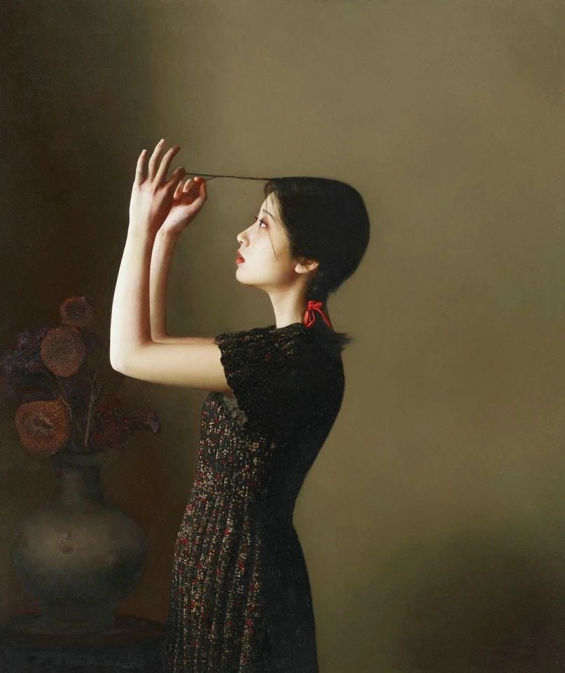 Eighteen Years Old: Li Guijun. Oil on canvas. 100.5 x 83.5 cm. Condition:Very good condition with only minor old wear. Provenance : Mrs.Jennifer , Minneapolis, Minnesota. Collected by her late husband.
