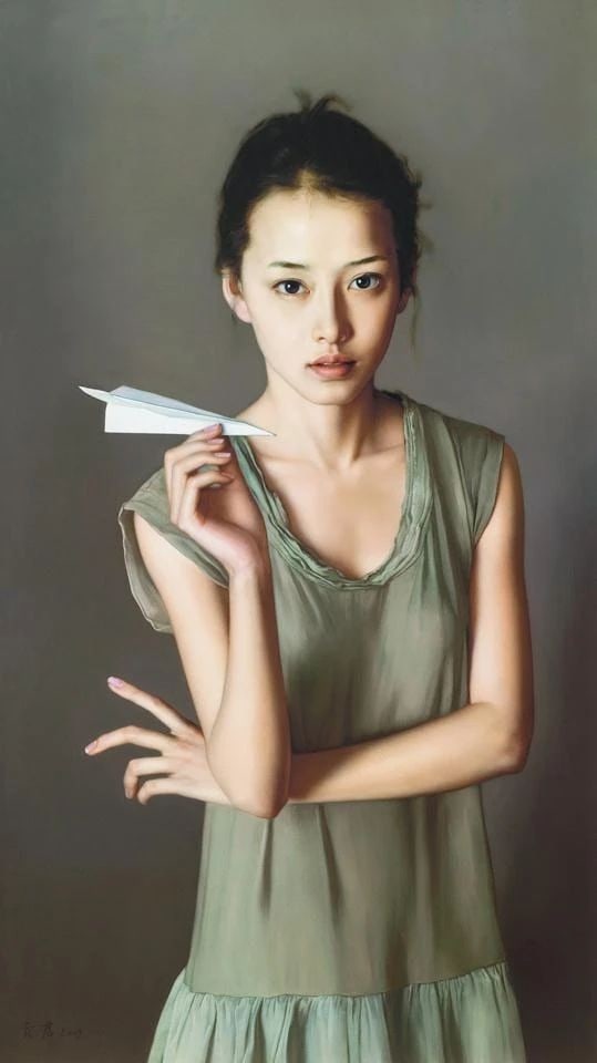 With Wind 2010: Li Guijun. Oil on canvas. 97 x 54cm. Condition:Good condition, commensurate with age. Provenance : Mrs.Jennifer , Minneapolis, Minnesota. Collected by her late husband.