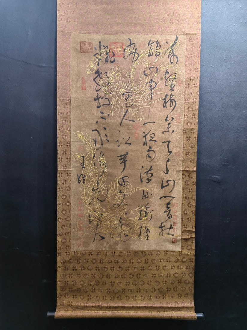Tang Dynasty Wang Wei Silk Painting Calligraphy: Tang Dynasty Wang Wei Silk Painting Calligraphy 63.4 x 122.5cm Condition:Good condition with signs of aged wear.Provenance:Collection of Robert and Isabelle de Strycker, and thence by descent in the s