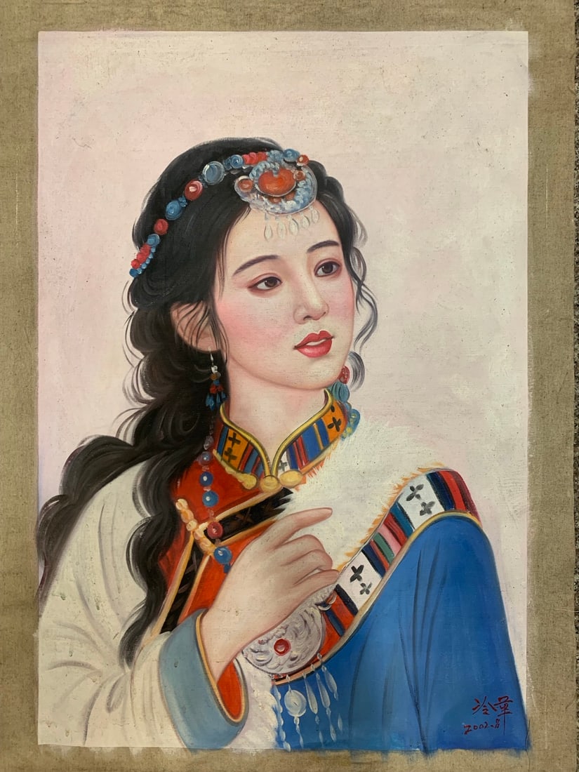 Leng Jun: Hand-painted oil painting by Leng Jun Size: 100*70cm in length, 90*60cm in core Provenance : Private collection from a professor in KTH Royal Institute of Technology.