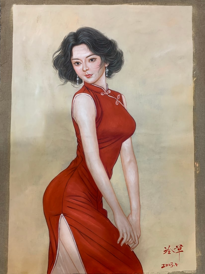 Leng Jun: Hand-painted oil painting by Leng Jun Size: 100*70cm in length, 90*60cm in core Provenance : Private collection from a professor in KTH Royal Institute of Technology.