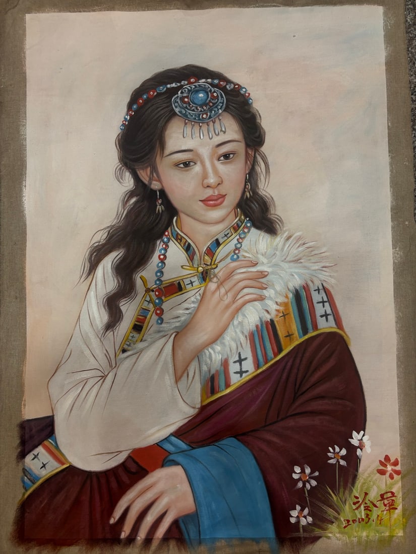 Leng Jun: Hand-painted oil painting by Leng Jun Size: 100*70cm in length, 90*60cm in core Provenance : Private collection from a professor in KTH Royal Institute of Technology.