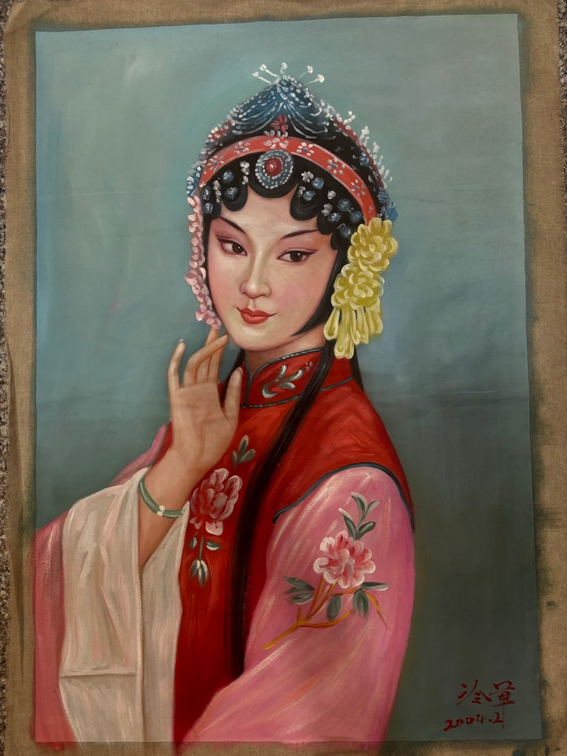 Leng Jun: Hand-painted oil painting by Leng Jun Size: 100*70cm in length, 90*60cm in core Provenance : Private collection from a professor in KTH Royal Institute of Technology.