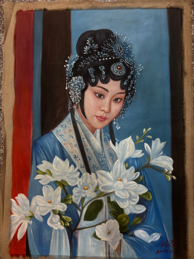Leng Jun: Hand-painted oil painting by Leng Jun Size: 100*70cm in length, 90*60cm in core Provenance : Private collection from a professor in KTH Royal Institute of Technology.