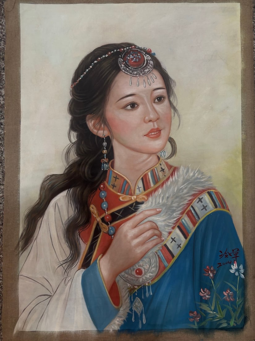 Leng Jun: Hand-painted oil painting by Leng Jun Size: 100*70cm in length, 90*60cm in core Provenance : Private collection from a professor in KTH Royal Institute of Technology.