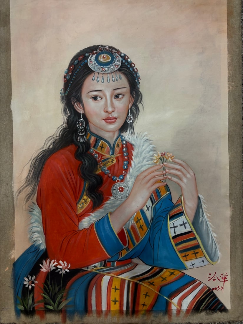 Leng Jun: Hand-painted oil painting by Leng Jun Size: 100*70cm in length, 90*60cm in core Provenance : Private collection from a professor in KTH Royal Institute of Technology.