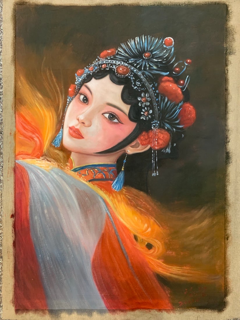 Leng Jun: Hand-painted oil painting by Leng Jun Size: 100*70cm in length, 90*60cm in core Provenance : Private collection from a professor in KTH Royal Institute of Technology.