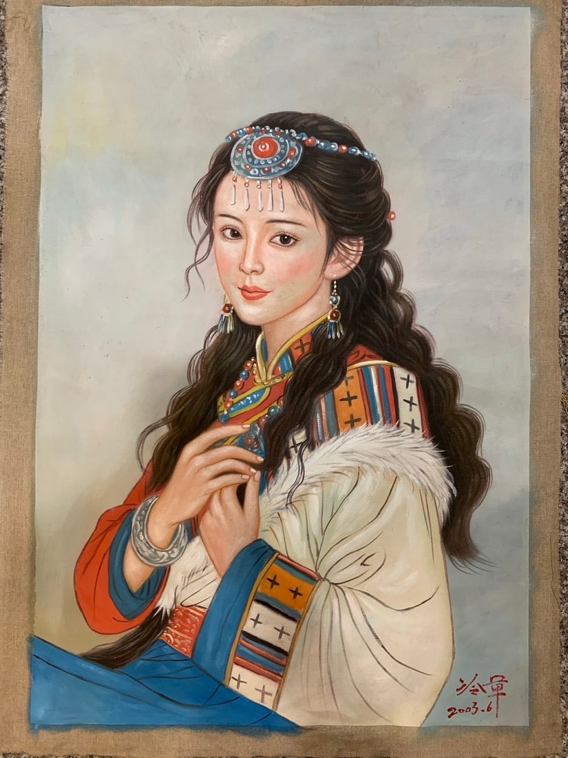 Leng Jun: Hand-painted oil painting by Leng Jun Size: 100*70cm in length, 90*60cm in core Provenance : Private collection from a professor in KTH Royal Institute of Technology.