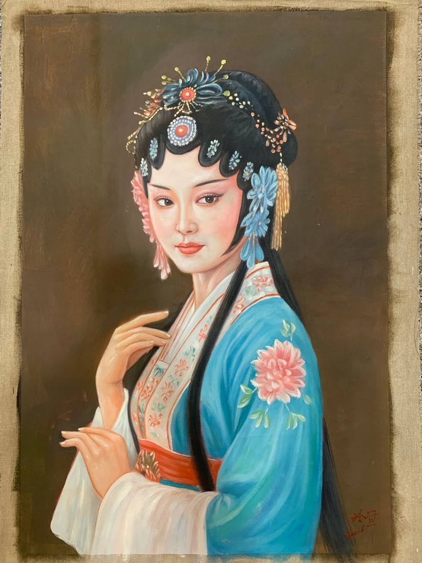 Leng Jun: Hand-painted oil painting by Leng Jun Size: 100*70cm in length, 90*60cm in core Provenance : Private collection from a professor in KTH Royal Institute of Technology.