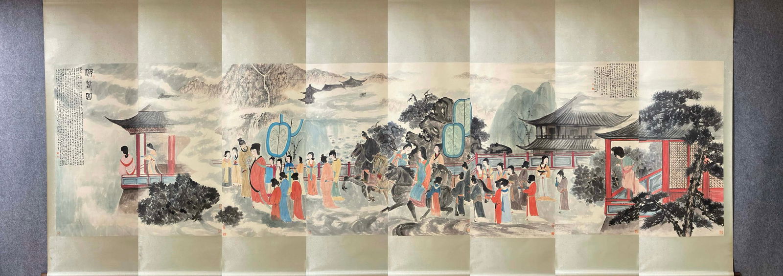 Fu Baoshi's Spring Outing: Fu Baoshi's Spring Outing: Panorama Size: 137x544 cm Provenance: From a noted private collection in Aix-en-Provence, France.