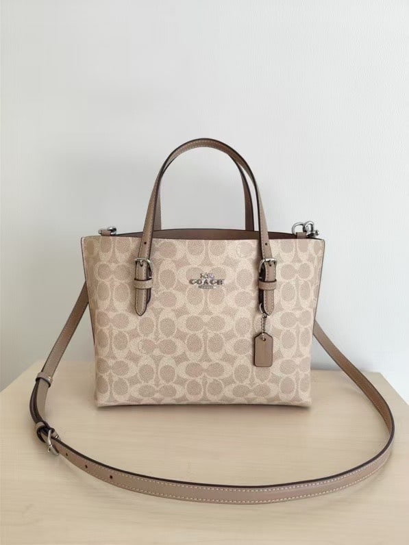 Coach Mollie: The Coach Mollie 25 series tote crossbody bag is made of PVC monogram canvas paired with top-grain cowhide leather. The material is sturdy, durable, and scratch-resistant. It's compact and cute, with