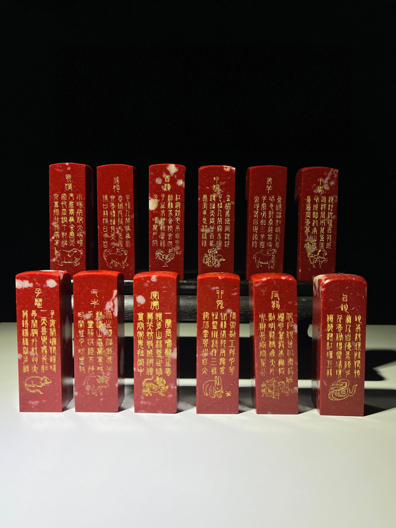 Chicken Blood Stone Zodiac Seals (1 of 8)