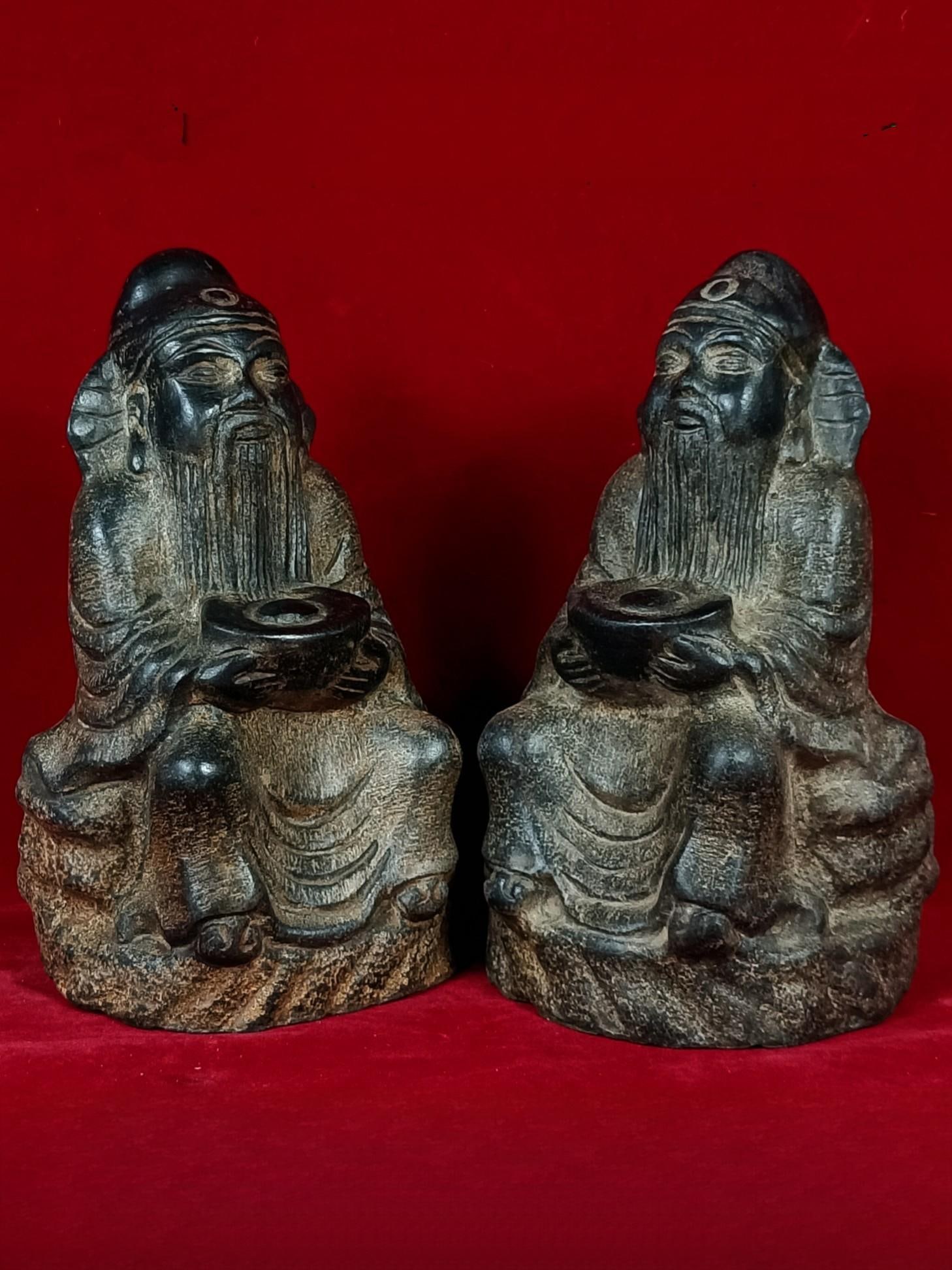 Ming Dynasty Old Bluestone Carved God of Wealth (1 of 9)