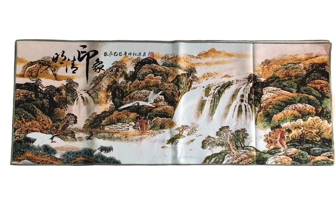 (Landscape) Brocade Painting: Landscape brocade painting, size: 160 x 62 cm Provenance:Private collection, Liverpool, The United Kingdom. Our cooperative logistics services provider expertly handles both domestic and global shippi