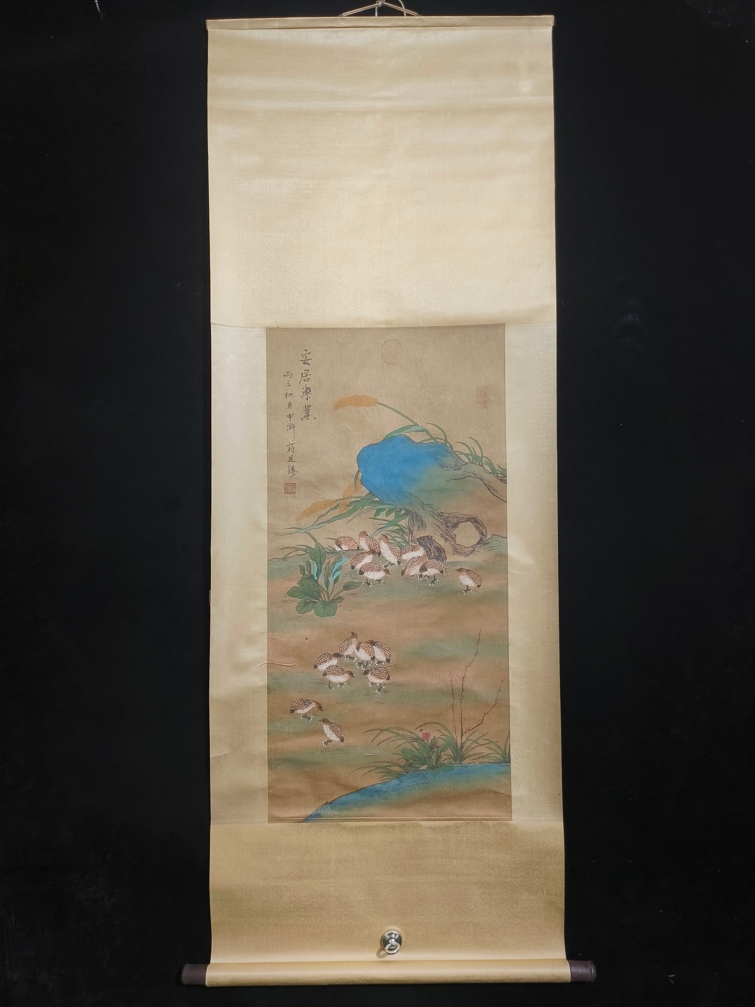 (Jiang Tingxi's Flower and Bird Painting) Three-foot Silk Hand-painted (1 of 9)