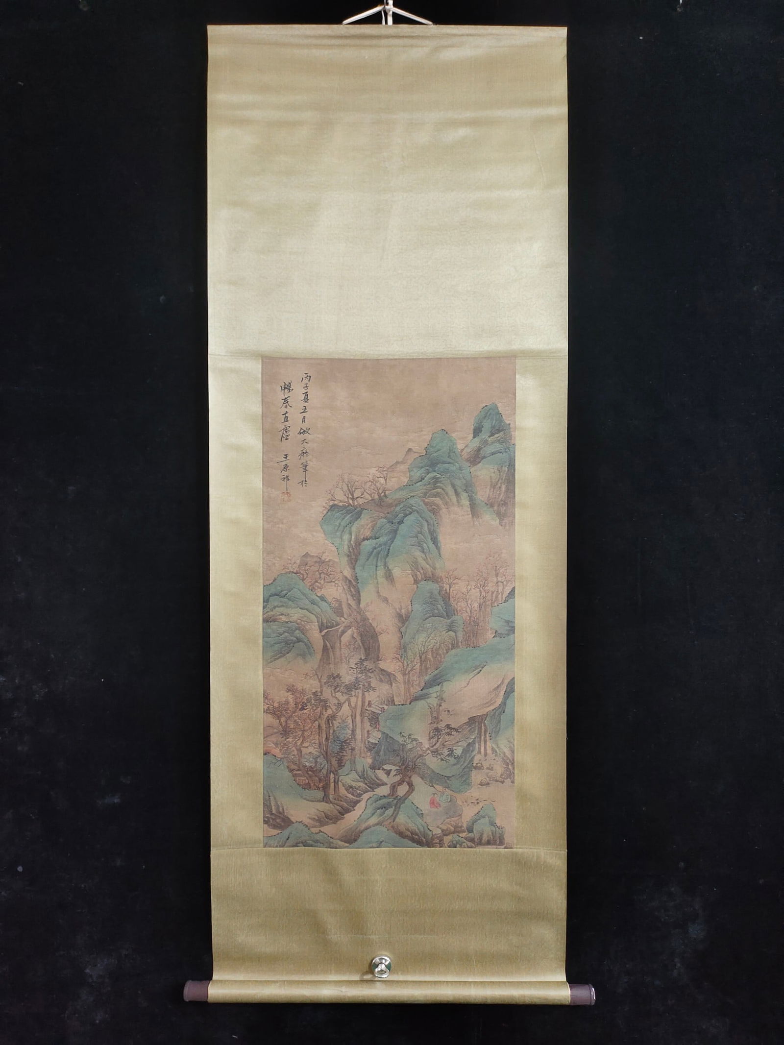 (Wang Yuanqi Landscape) Hand-painted on silk, three feet in size. (1 of 9)
