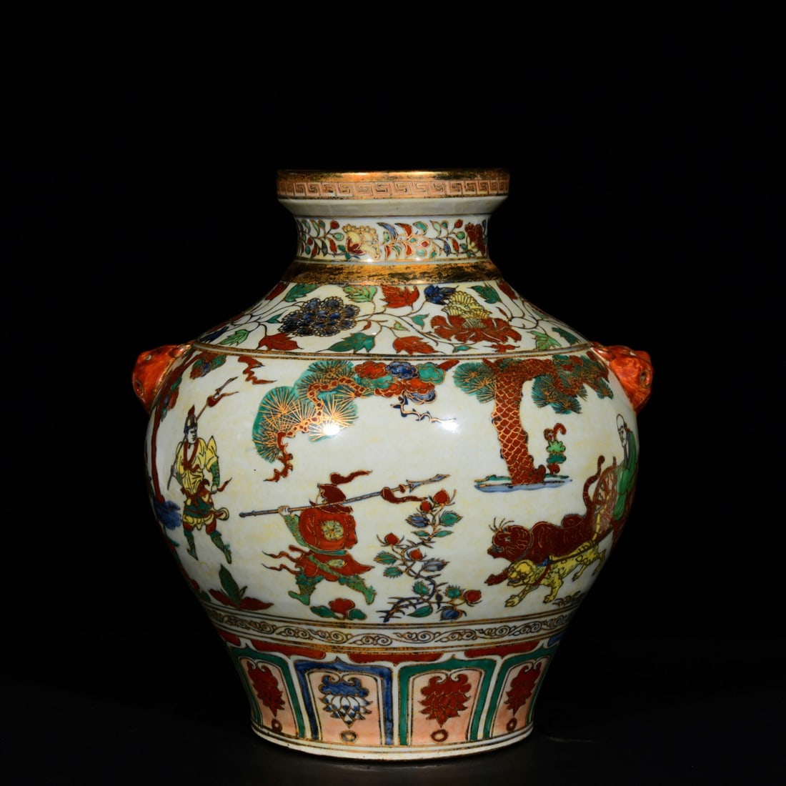 Yuan Dynasty polychrome jar with animal head design depicting the story of Guiguzi descending the (1 of 9)
