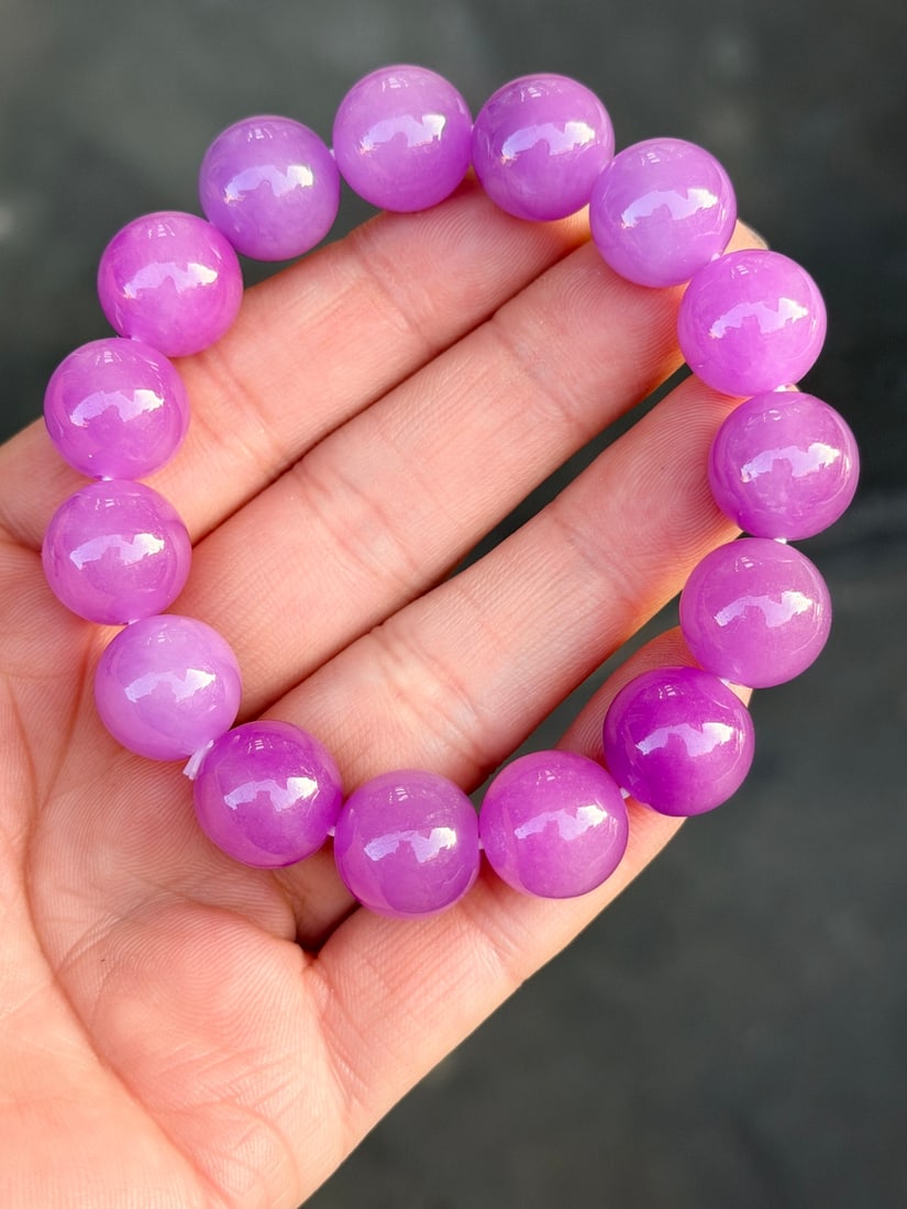 Jadeite glutinous ice type violet bracelet (1 of 8)