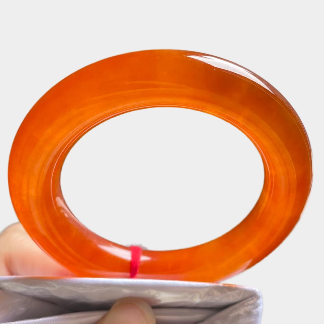 Burmese jadeite high-ice type, full yellow, round, small-mouthed jadeite bangle (1 of 13)