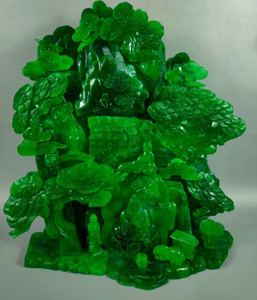 Top-grade icy imperial green jadeite large ornament (1 of 9)