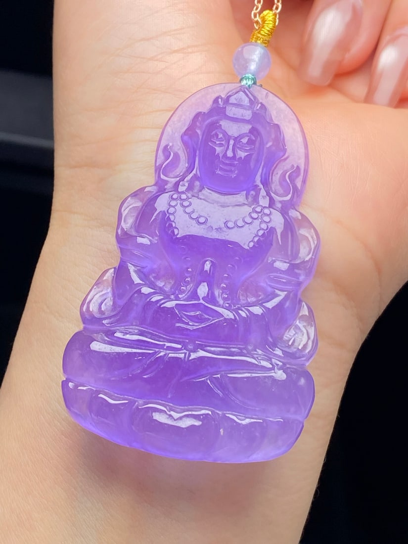 Jadeite Icy Violet "Tara Guanyin" Pendant (1 of 9)