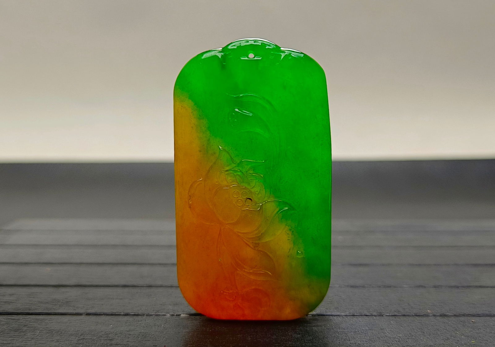 Top-grade dragon stone type, colorful, extra-large and extra-thick jade lotus pendant (1 of 8)